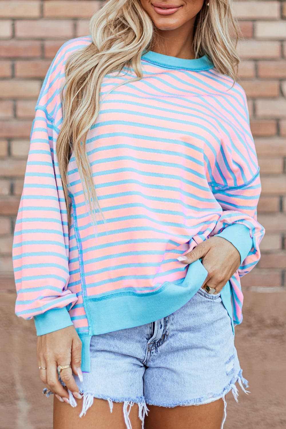 Chic striped high-low pullover - Love Salve 