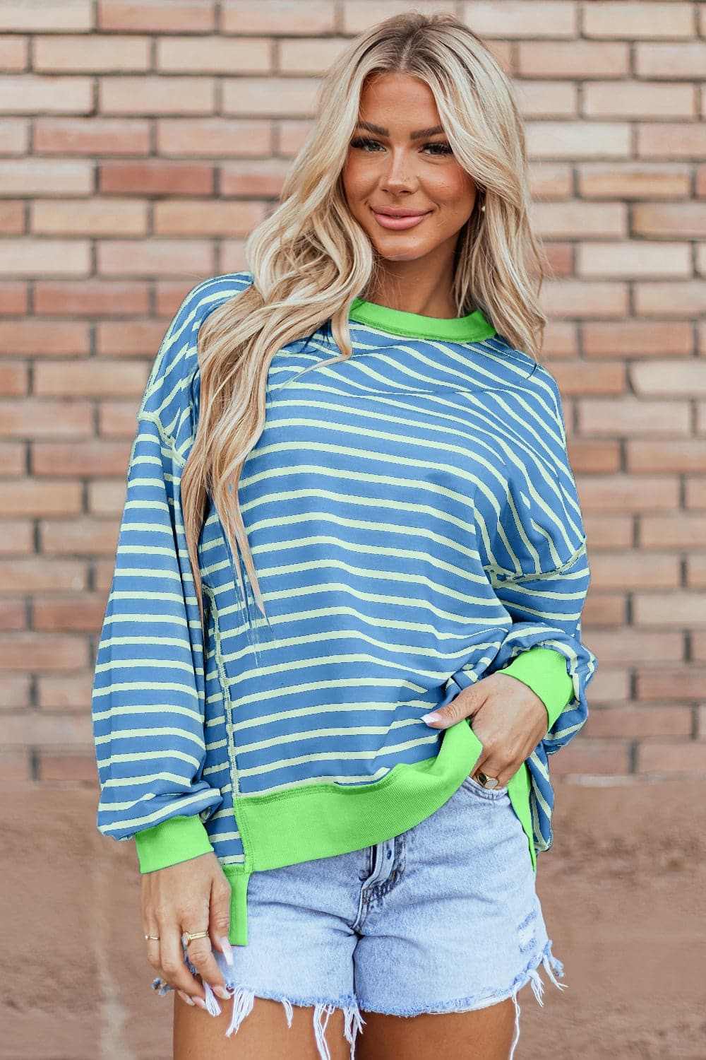 Chic striped high-low pullover - Love Salve 
