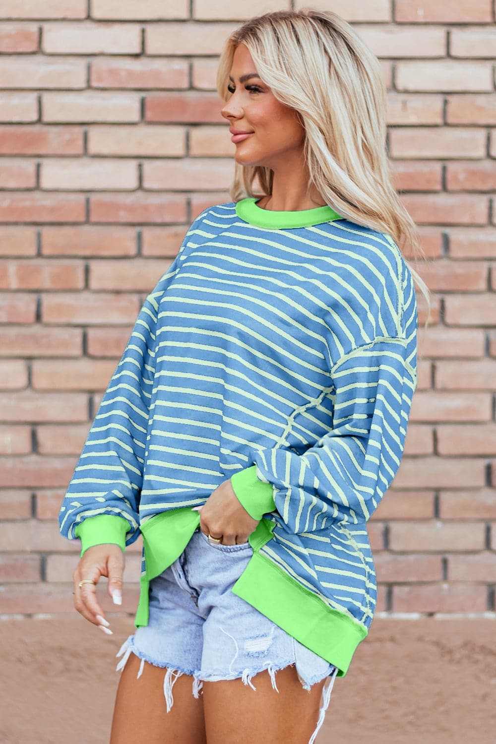 Chic striped high-low pullover - Love Salve 