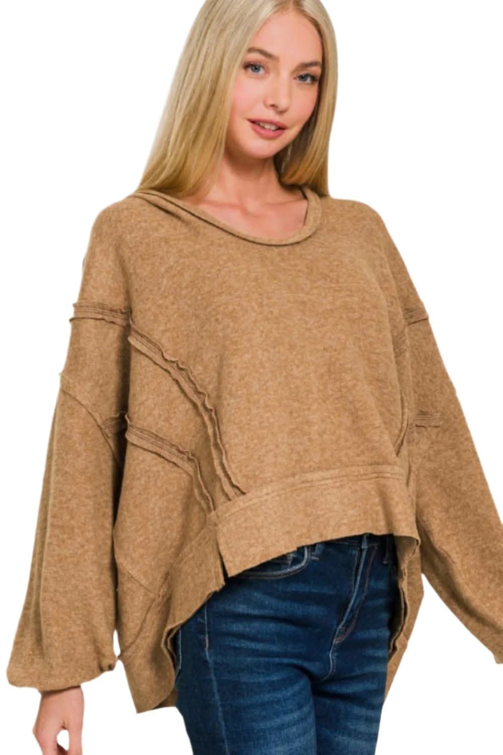 Zenana cozy brushed hacci hoodie - Love Salve 