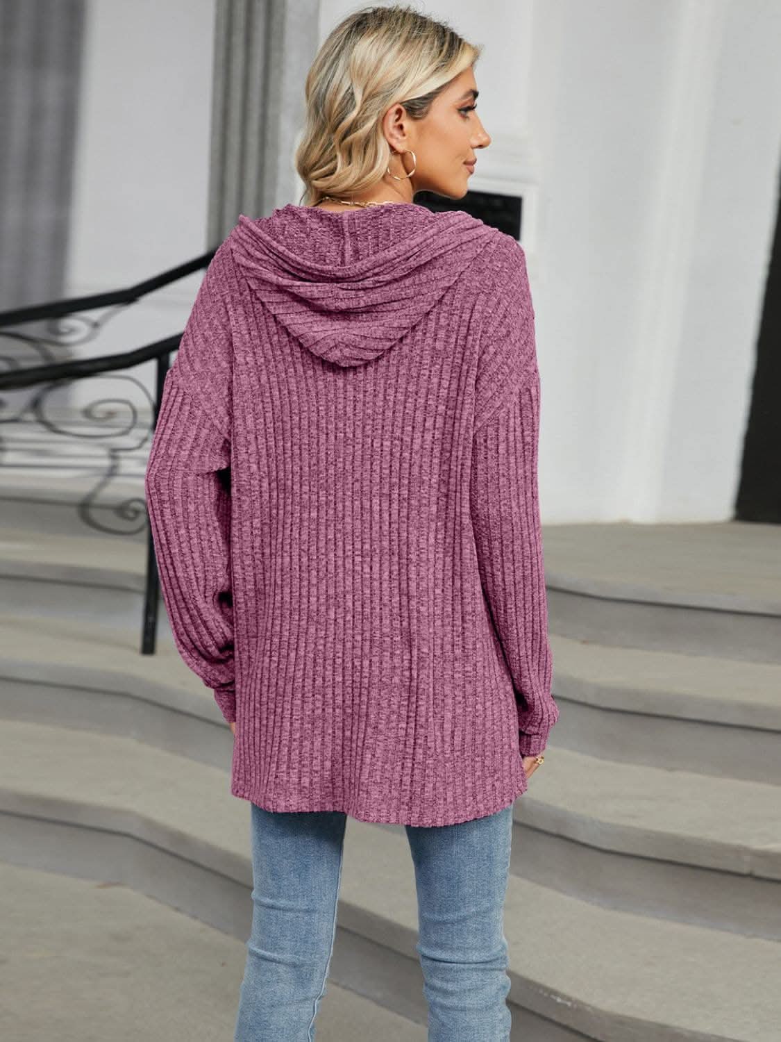 Chic button-up hooded top - Love Salve 