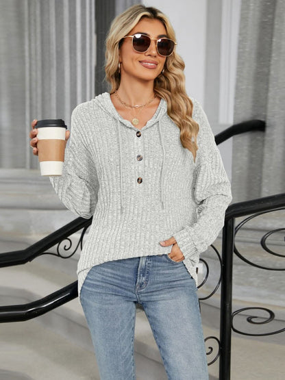 Chic button-up hooded top - Love Salve 