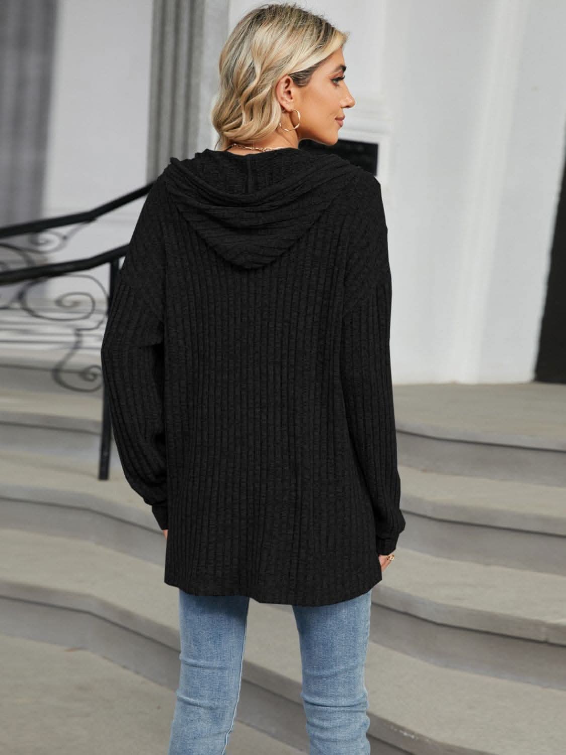 Chic button-up hooded top - Love Salve 
