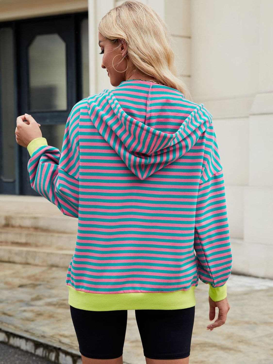 Stylish striped zip-up hoodie - Love Salve 