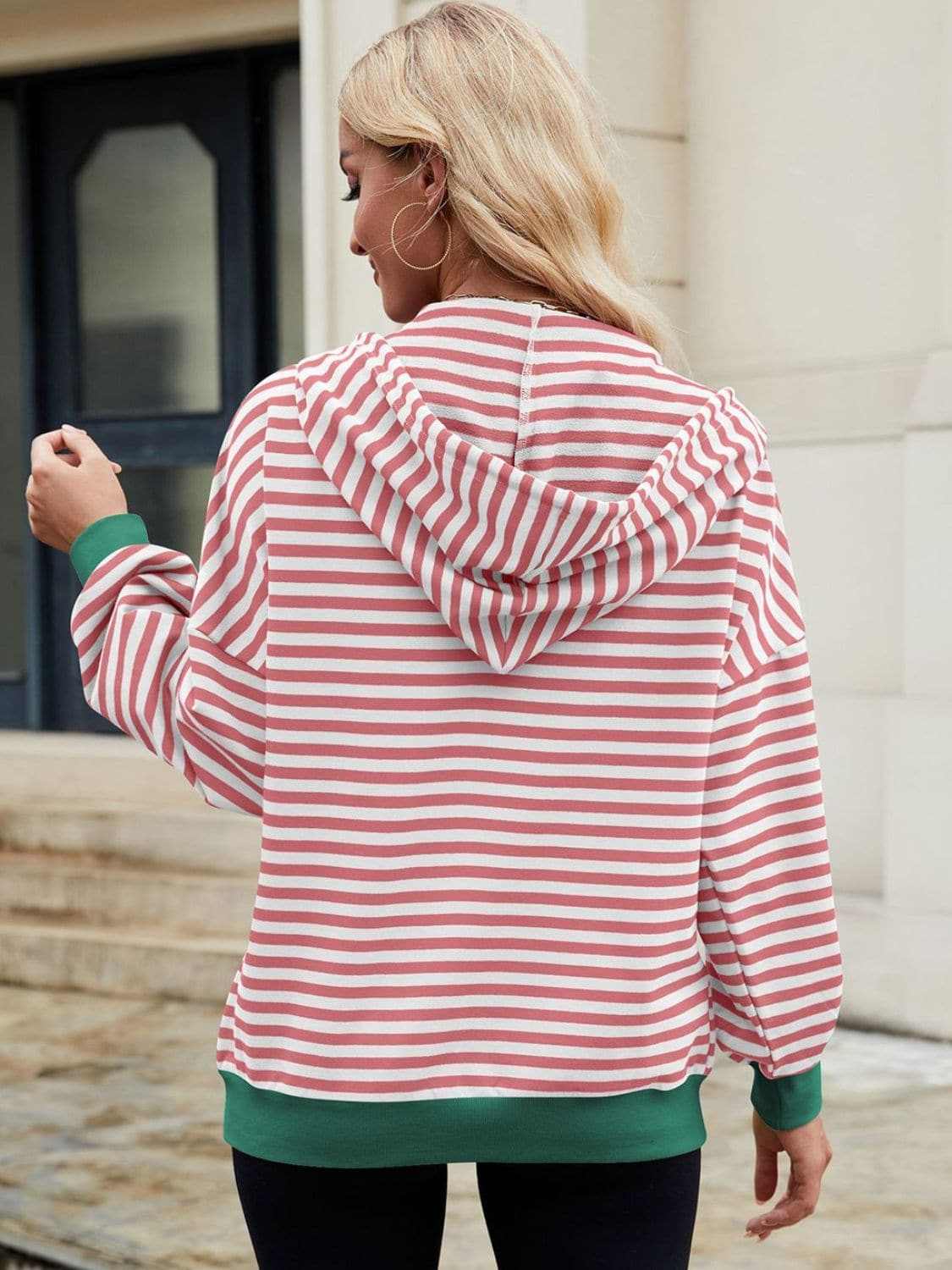 Stylish striped zip-up hoodie - Love Salve 