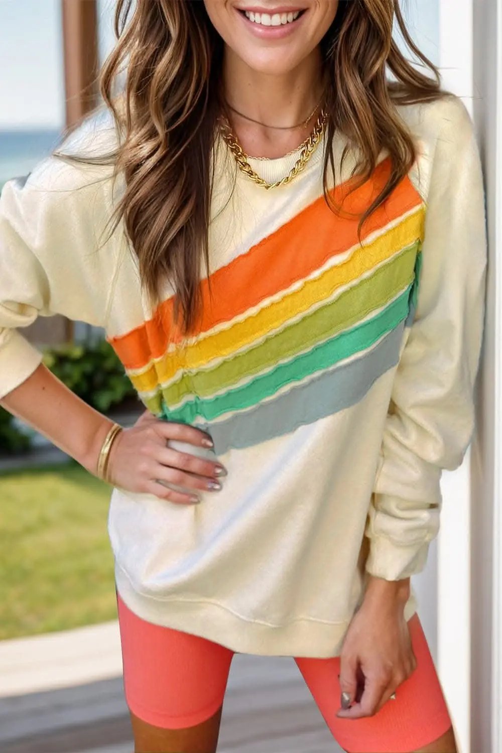 Colorblock Long Sleeve Sweatshirt - Love Salve 