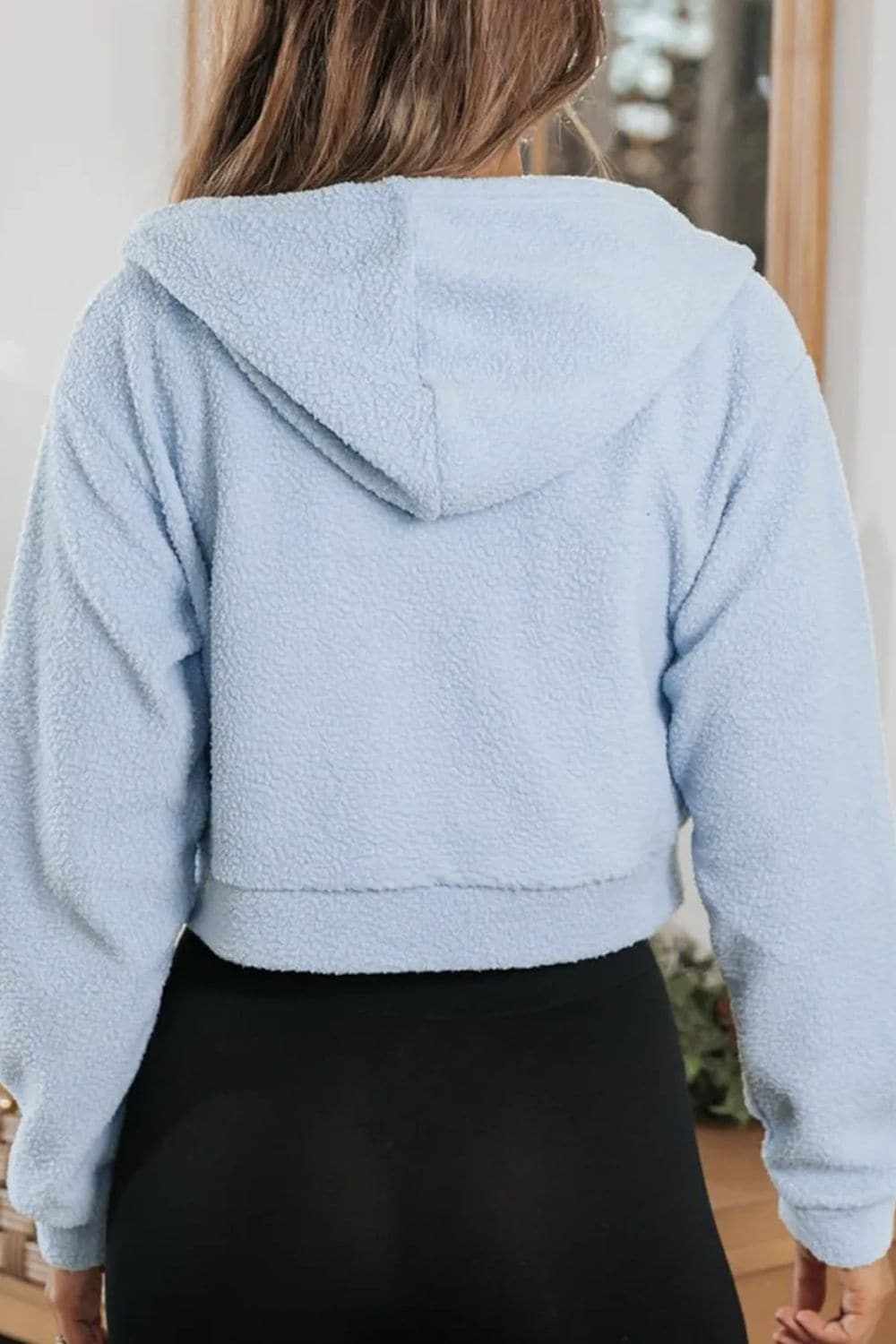 Sheer zip-up hoodie with pockets - Love Salve 