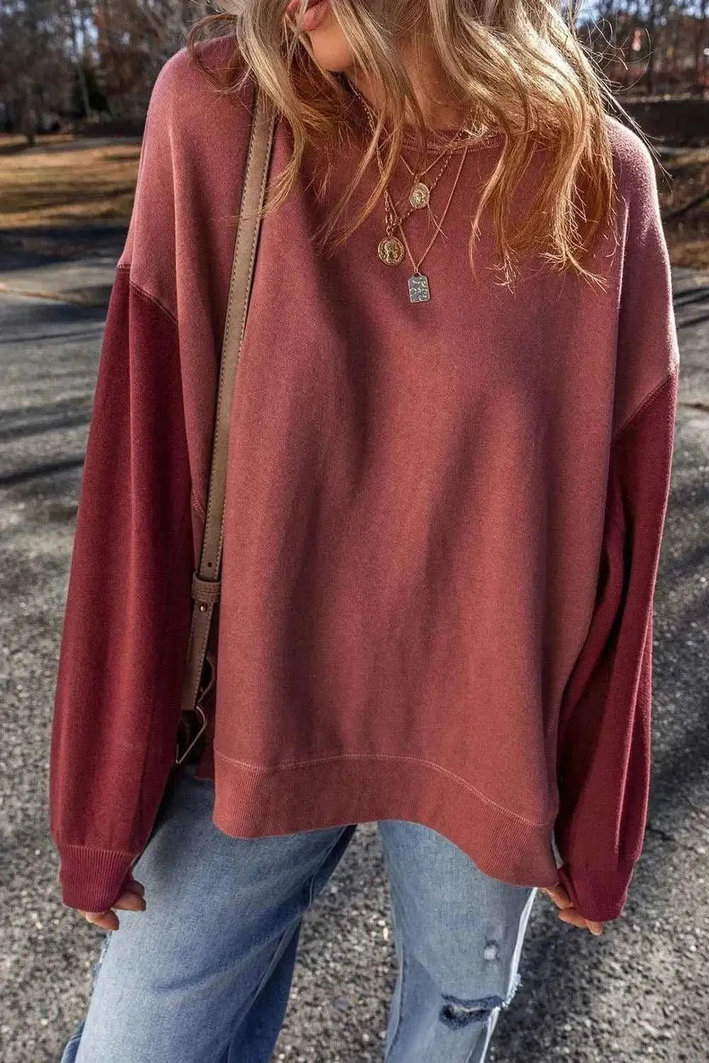 Color-blocked long sleeve sweatshirt - Love Salve 