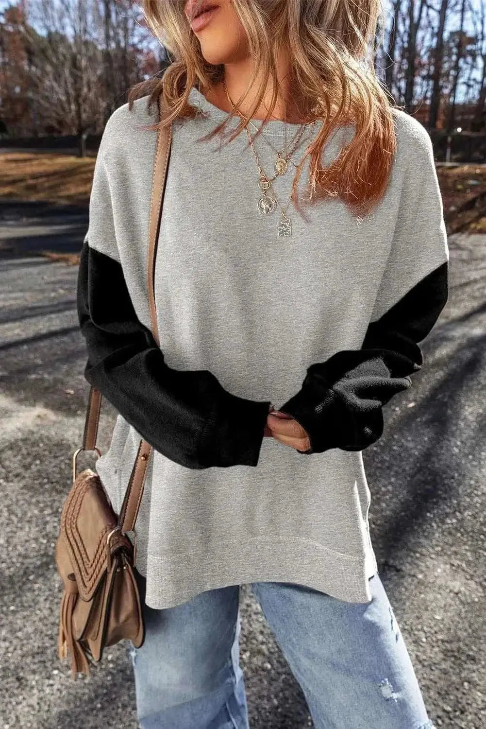 Color-blocked long sleeve sweatshirt - Love Salve 