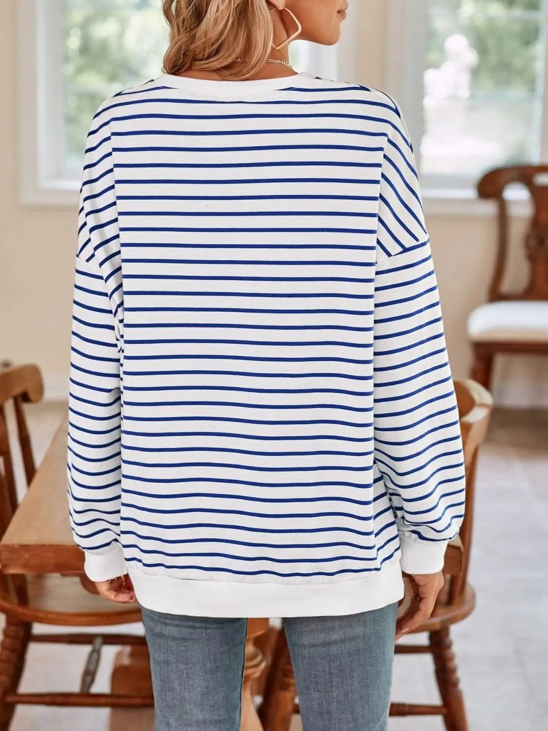 Cozy striped crewneck sweatshirt - Love Salve 