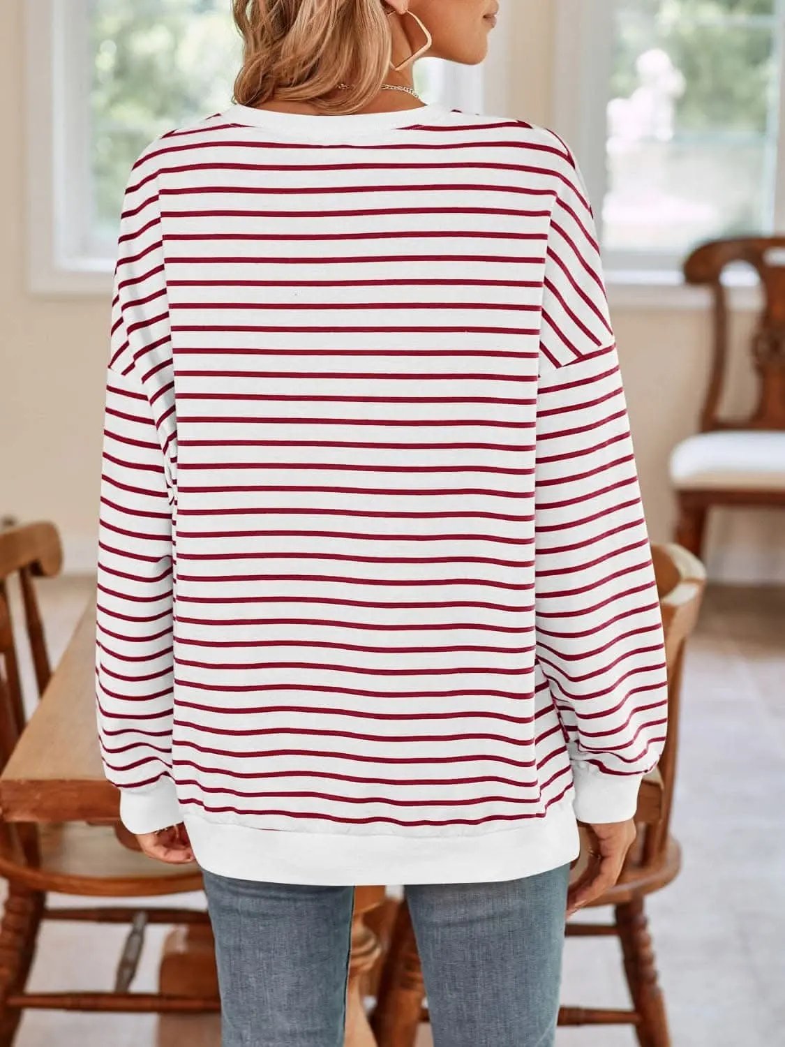 Cozy striped crewneck sweatshirt - Love Salve 