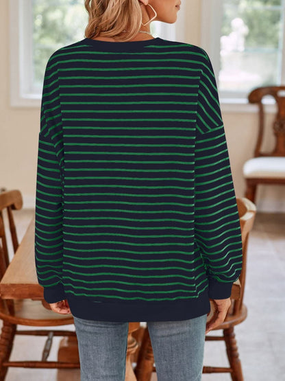 Cozy striped crewneck sweatshirt - Love Salve 
