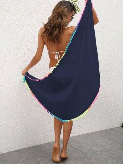 Rainbow Pom-Pom Beach Skirt with Flair - Love Salve 