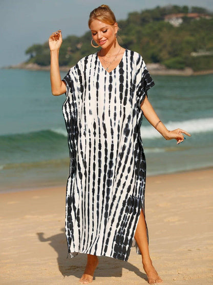 Vibrant Tie-Dye V-Neck Sheer Beach Cover-Up - Love Salve 