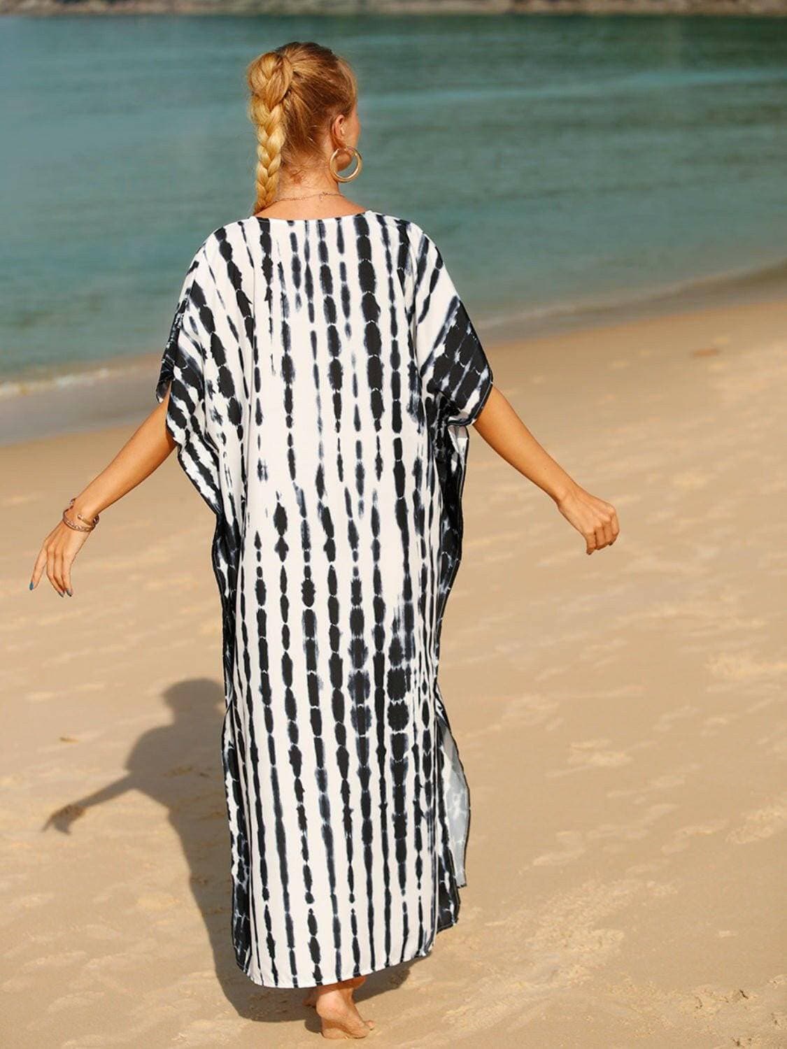 Vibrant Tie-Dye V-Neck Sheer Beach Cover-Up - Love Salve 