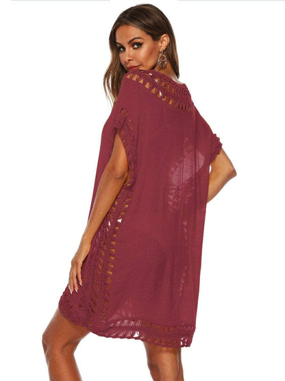 Elegant Sheer V-Neck Cutout Beach Cover-UpUpgrade Your Beach Look with Our Elegant Sheer V-Neck Cutout Beach Cover-Up
 
 
Cutout Sheer: Embrace allure with a hint of skin peeking through, keeping you both coLove Salve -Neck Cutout Beach Cover-Swim