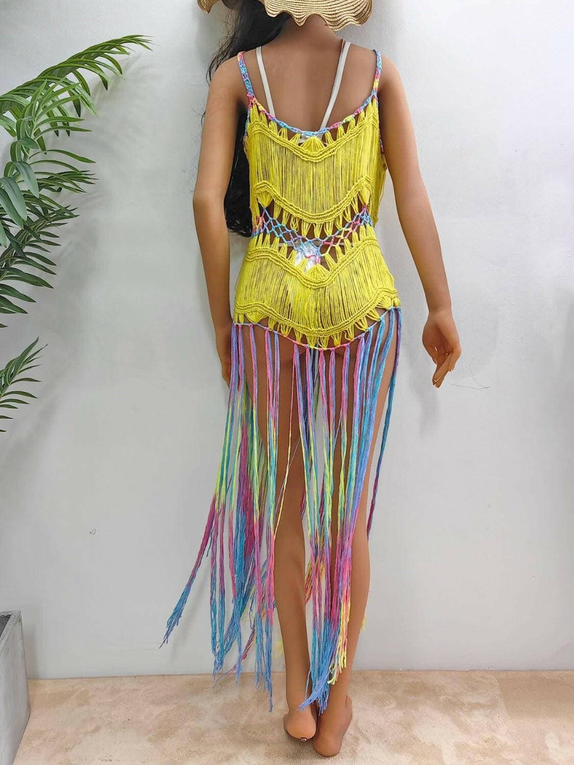 Boho Chic Fringed Acrylic Beach Cover-Up - Love Salve 