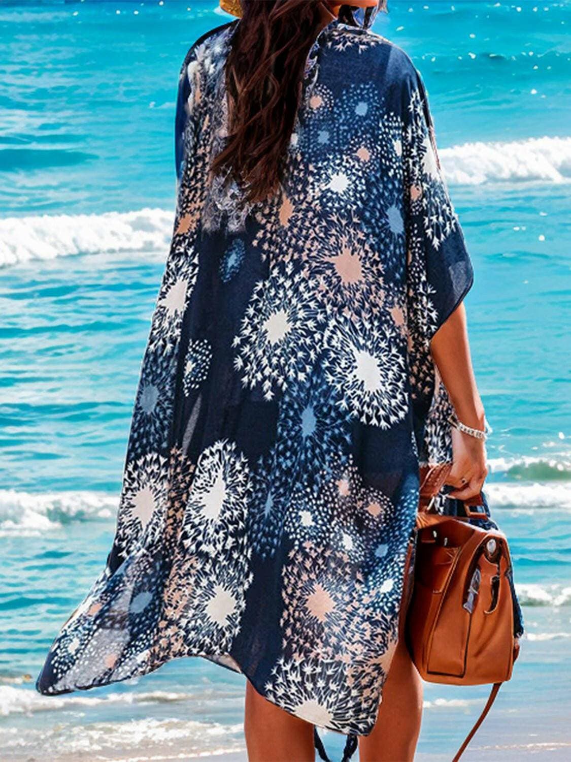 Breezy Floral Print Beach Kaftan - Love Salve 