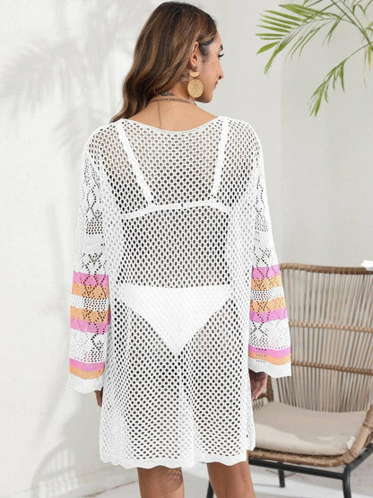 Elegant Sheer Cover-Up with Contrast Panels - Perfect for Beach Days - Love Salve 