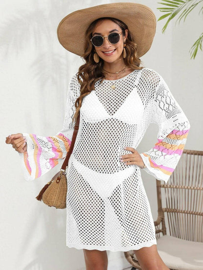 Elegant Sheer Cover-Up with Contrast Panels - Perfect for Beach Days - Love Salve 