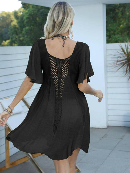 Ethereal Mesh Flutter Sleeve Beach Dress Cover-Up - Love Salve 