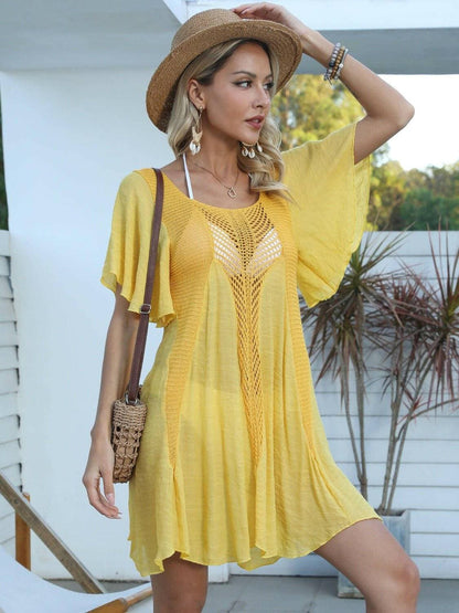 Ethereal Mesh Flutter Sleeve Beach Dress Cover-Up - Love Salve 