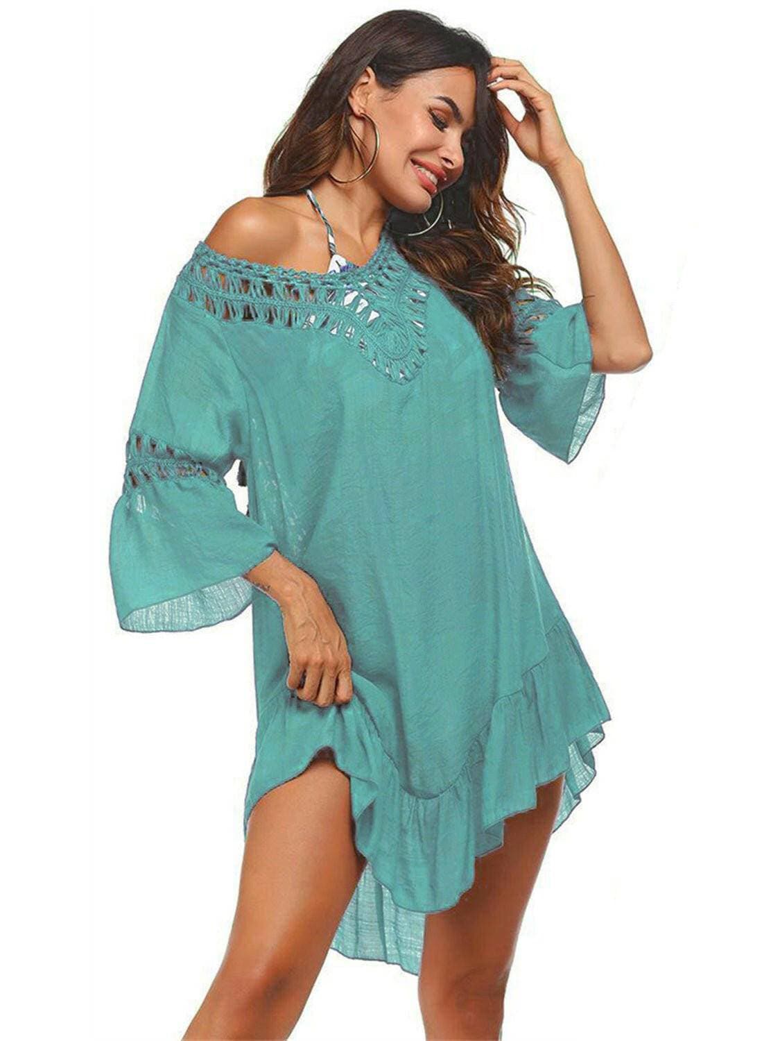 Backless Cutout Cover Up with Three-Quarter Sleeves - Love Salve 