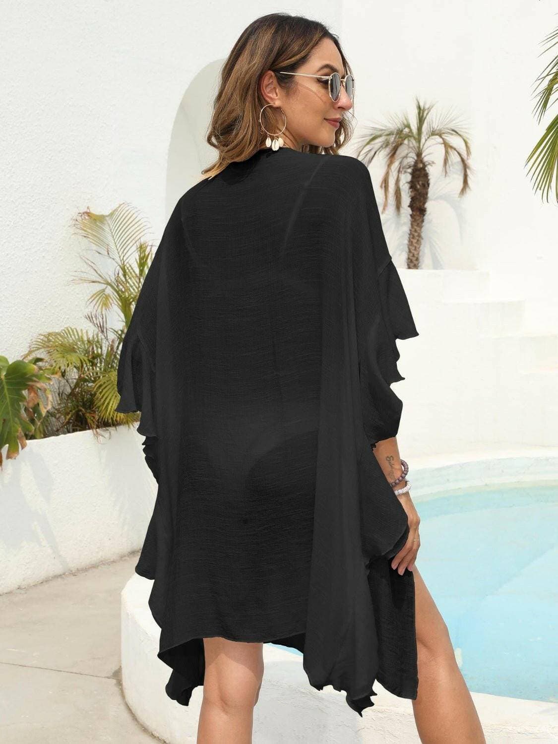 Elegant Sheer Ruffle Beach Cardigan - Love Salve 