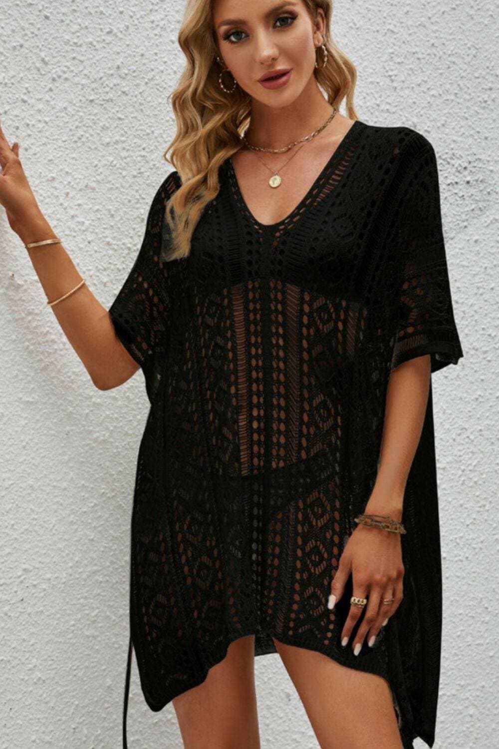 Airy V-Neck Sheer Short Sleeve CardiganUpgrade Your Wardrobe with the Airy V-Neck Sheer Short Sleeve Cardigan
 
 
Basic Style: Elevate your look with this versatile piece that offers a modern and chic silLove Salve -Neck Sheer Short Sleeve Cardiganswimwear