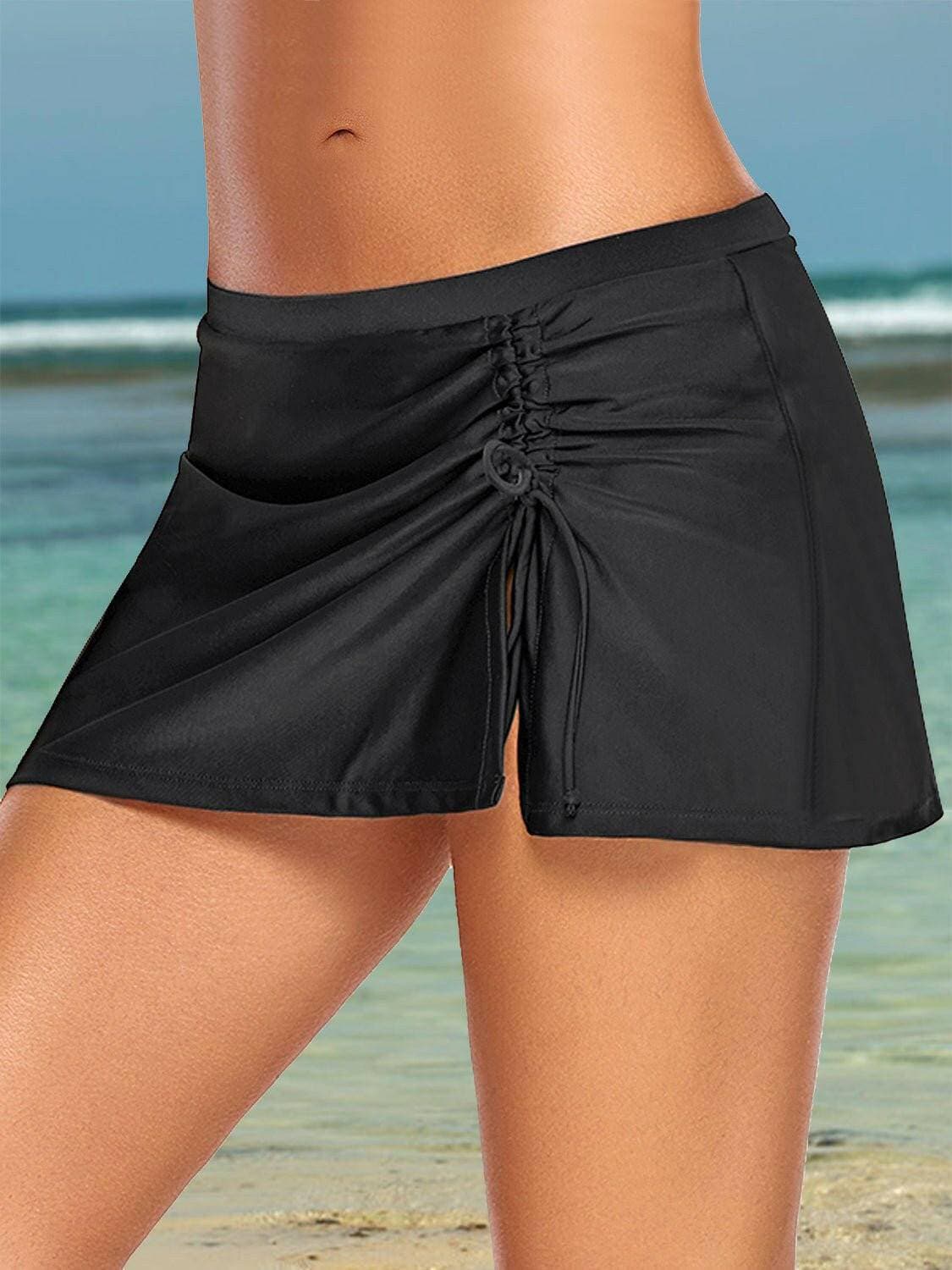 Full Size Drawstring Mini Swim SkirtUpgrade Your Beach Look with Our Full Size Drawstring Mini Swim Skirt
 Enhance your poolside ensemble with confidence and style in our Full Size Drawstring Mini SwimLove Salve Full Size Drawstring Mini Swim Skirtswimwear