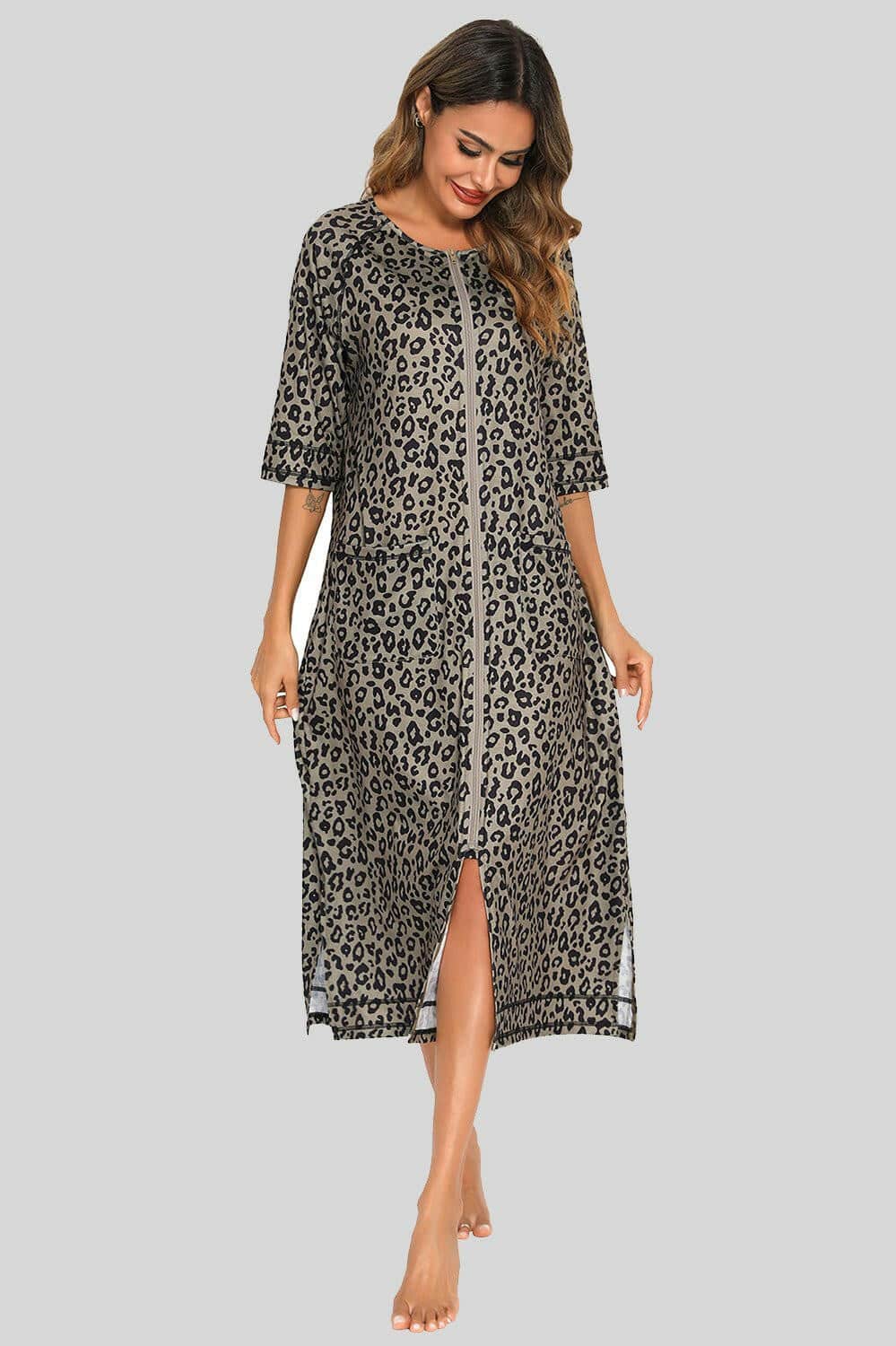 Nighttime Chic Printed Nightgown with Handy PocketsExperience Nighttime Elegance with Our Printed Nightgown
 
 
Chic Design: Embrace sophistication with a stylish printed nightgown designed to elevate your nightwear Love Salve Nighttime Chic Printed Nightgownswimwear