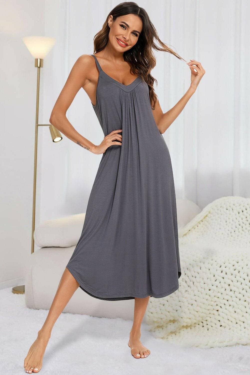 Cozy V-Neck Lounge Midi DressCozy V-Neck Lounge Midi Dress
 Indulge in Ultimate Comfort and Style with our Cozy V-Neck Lounge Midi Dress!
 Main Features:
 
 
Comfortable Elegance: Experience theLove Salve -Neck Lounge Midi Dressswimwear