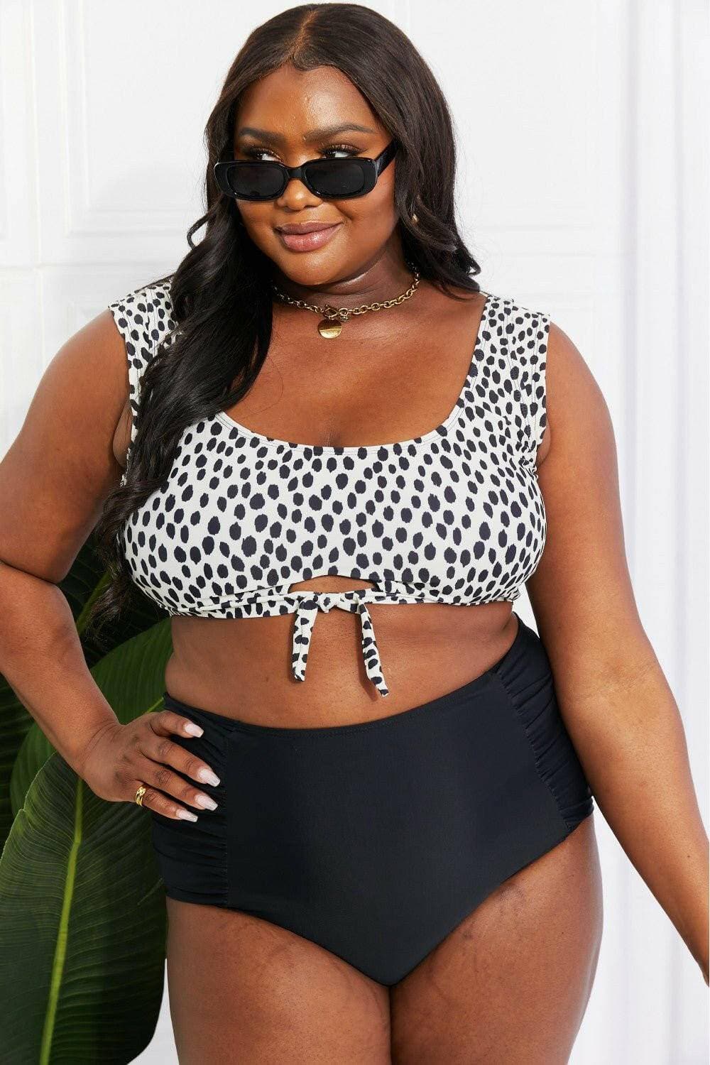 Black Ruched Crop Swimsuit Set with Retro Tie DetailElevate Your Swimwear Game
 Introducing our Black Ruched Crop Swimsuit Set with Retro Tie Detail—the perfect blend of practicality and style that will transform yourLove Salve Black Ruched Crop Swimsuit Setswimwear