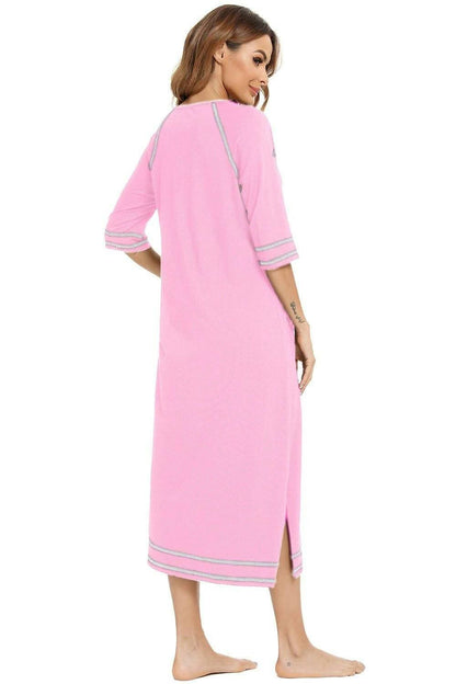 Elegant zip night dress with pockets - Love Salve 