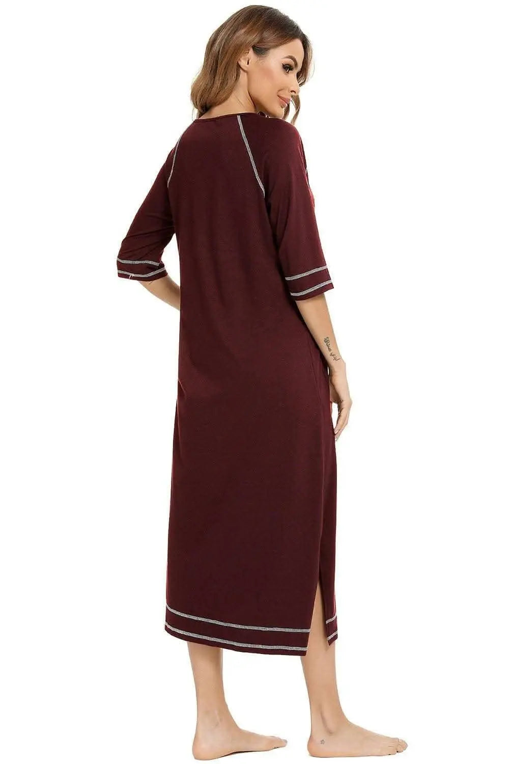 Elegant zip night dress with pockets - Love Salve 