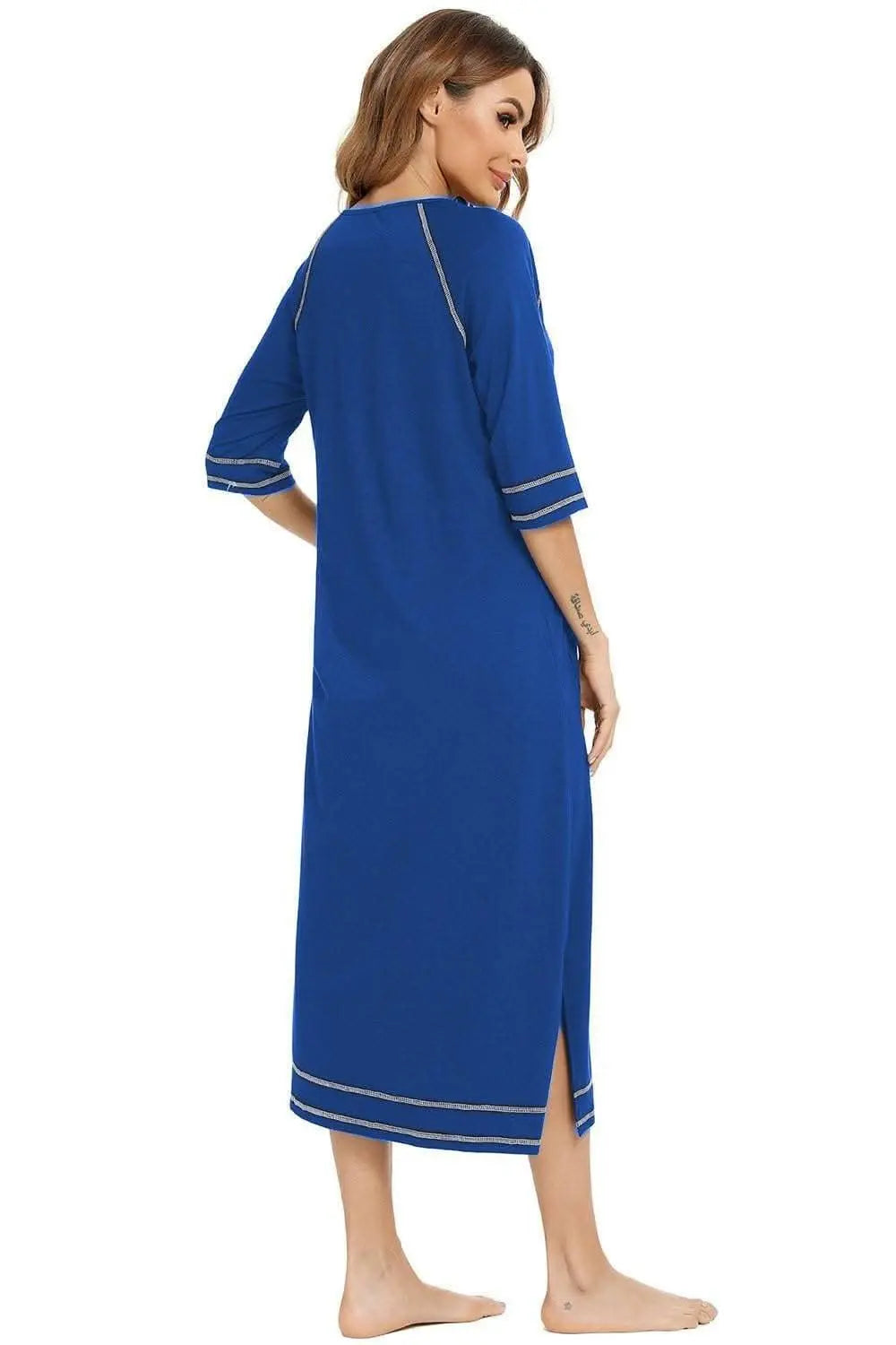 Elegant zip night dress with pockets - Love Salve 