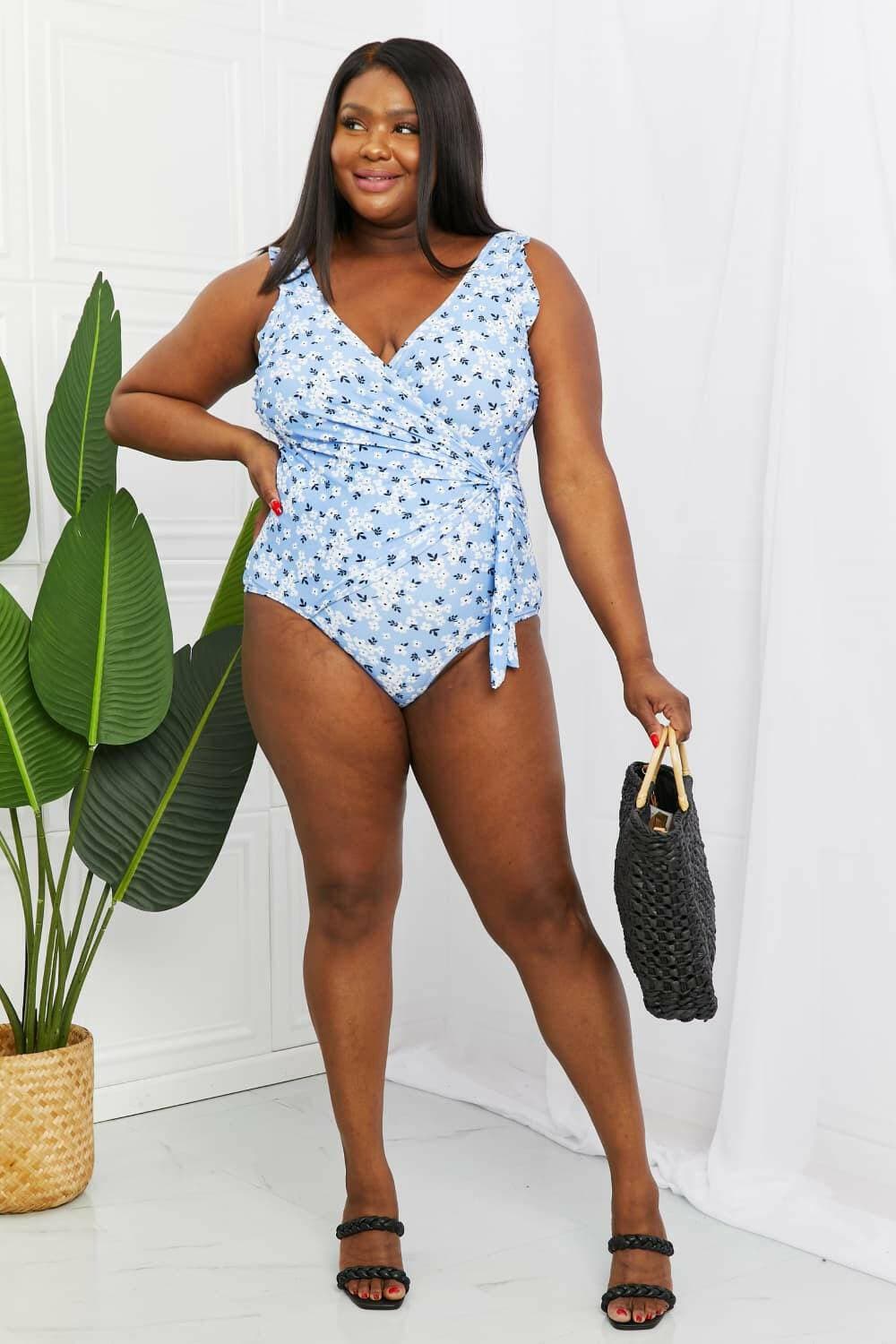 Mermaid blue wrap swimsuit by Marina West