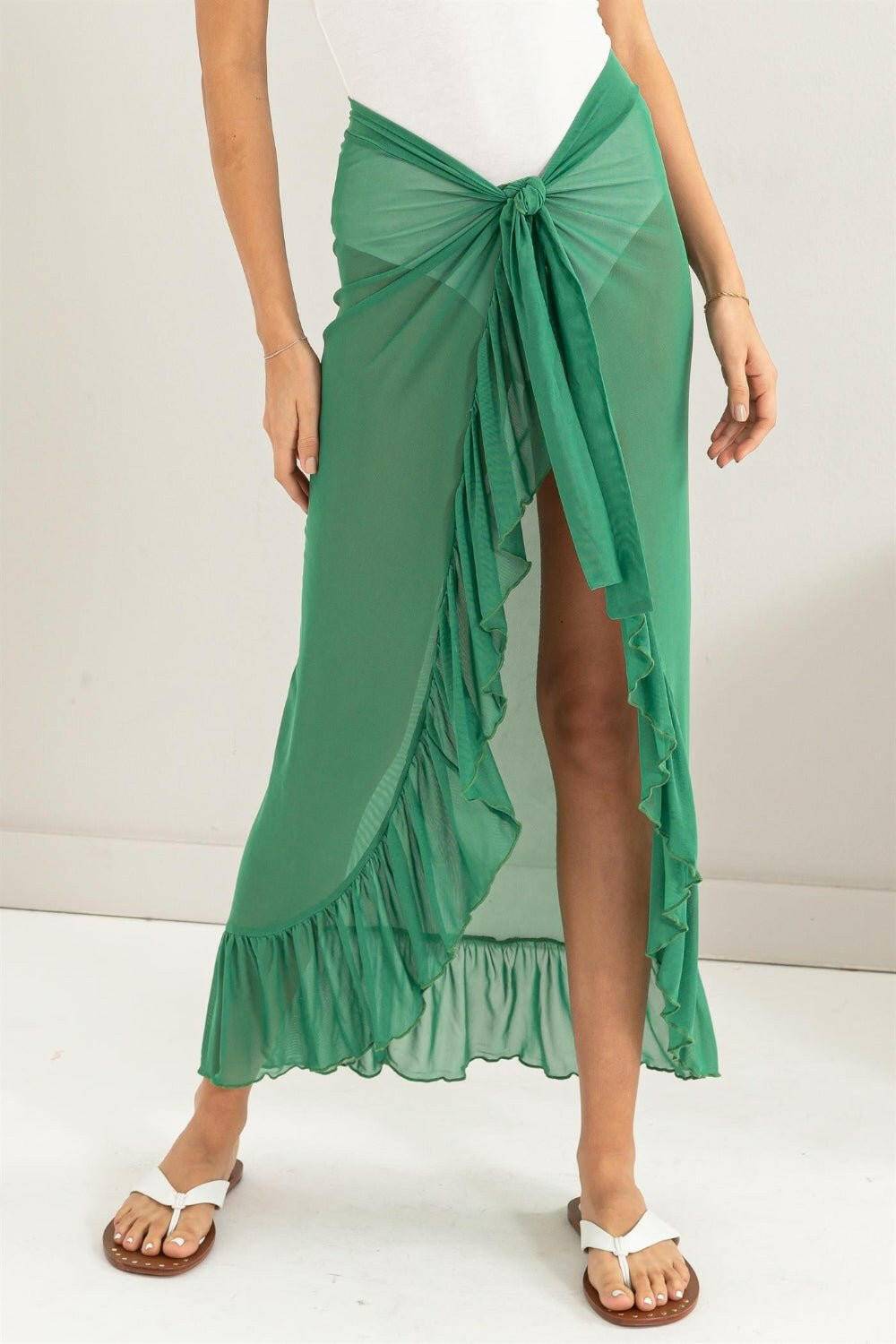 Ruffled Sarong Skirt with Adjustable Tie - Summer EssentialElevate Your Summer Wardrobe
 Step into summer with confidence in our Ruffled Sarong Skirt with Adjustable Tie. This essential piece is designed to enhance your beacLove Salve Adjustable Tie - Summer Essentialswimwear