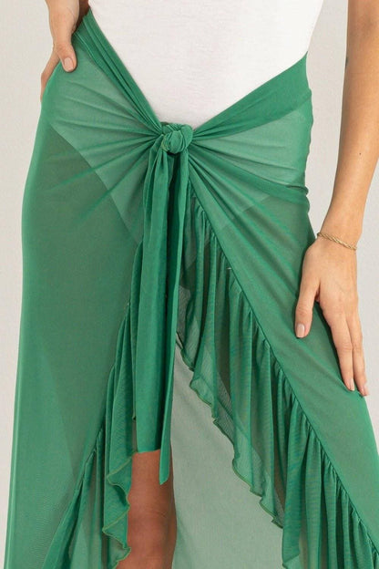 Ruffled Sarong Skirt with Adjustable Tie - Summer EssentialElevate Your Summer Wardrobe
 Step into summer with confidence in our Ruffled Sarong Skirt with Adjustable Tie. This essential piece is designed to enhance your beacLove Salve Adjustable Tie - Summer Essentialswimwear