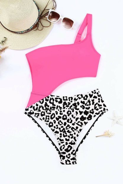 Chic leopard one-shoulder swimwear