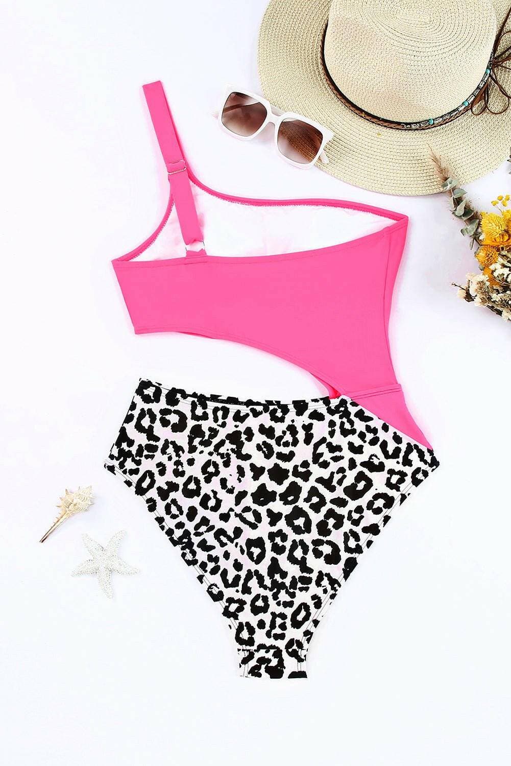 Chic leopard one-shoulder swimwear