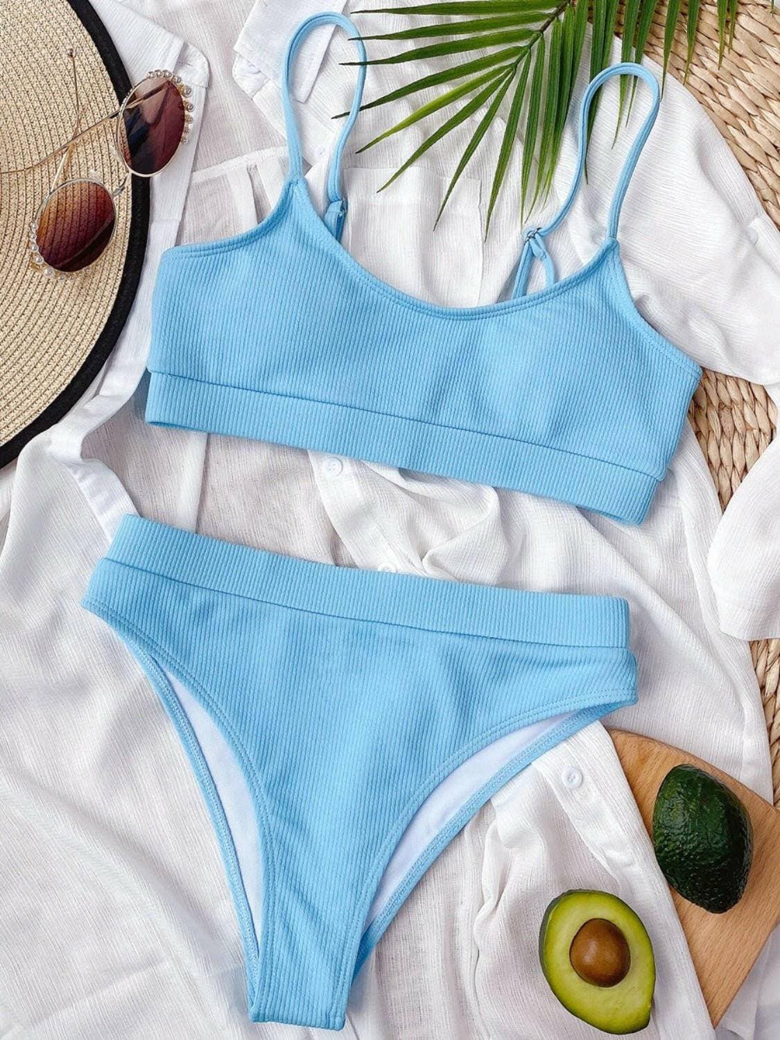 Spaghetti Strap Bikini Set with Scoop NeckUpgrade Your Swimwear Game with our Spaghetti Strap Bikini Set
 
 
Style: Embrace the basic yet chic style of our two-piece bikini set
 
Comfortable Fit: Featuring aLove Salve Spaghetti Strap Bikini Setswimwear