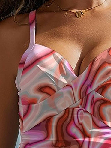 Floral sweetheart neck swimsuit