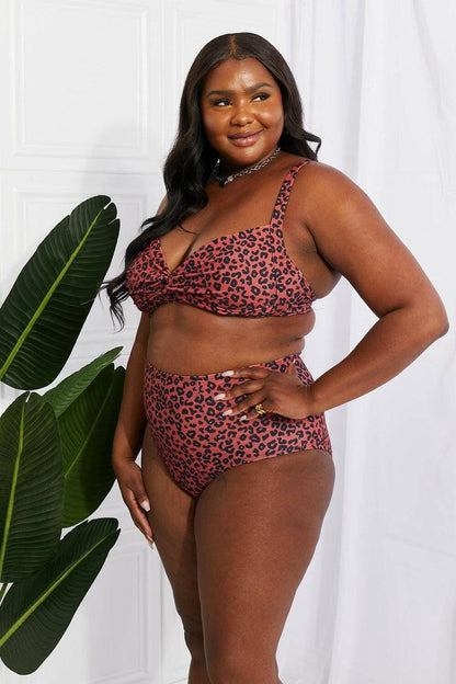 Golden Sands Twist-Front Bikini Set - Ochre Leopard OasisMake a Splash with the Golden Sands Twist-Front Bikini Set
 The Golden Sands Twist-Front Bikini Set in Ochre Leopard Oasis by Marina West Swim is your ultimate compaLove Salve Golden Sands Twist-Front Bikini Set - Ochre Leopard Oasisswimwear