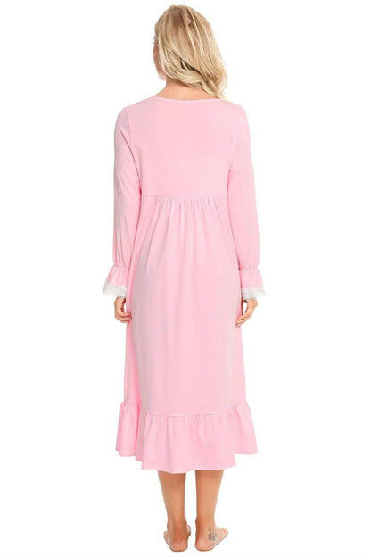 Chic lace-trimmed square neck flutter sleeve sleep gown