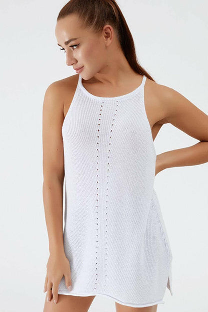 Sheer Split Spaghetti Strap Cover UpSheer Split Spaghetti Strap Cover Up
 Upgrade your beach look with the Sheer Split Spaghetti Strap Cover Up. Elevate your style with this elegant cover-up designed fLove Salve Sheer Split Spaghetti Strap Coverswimwear