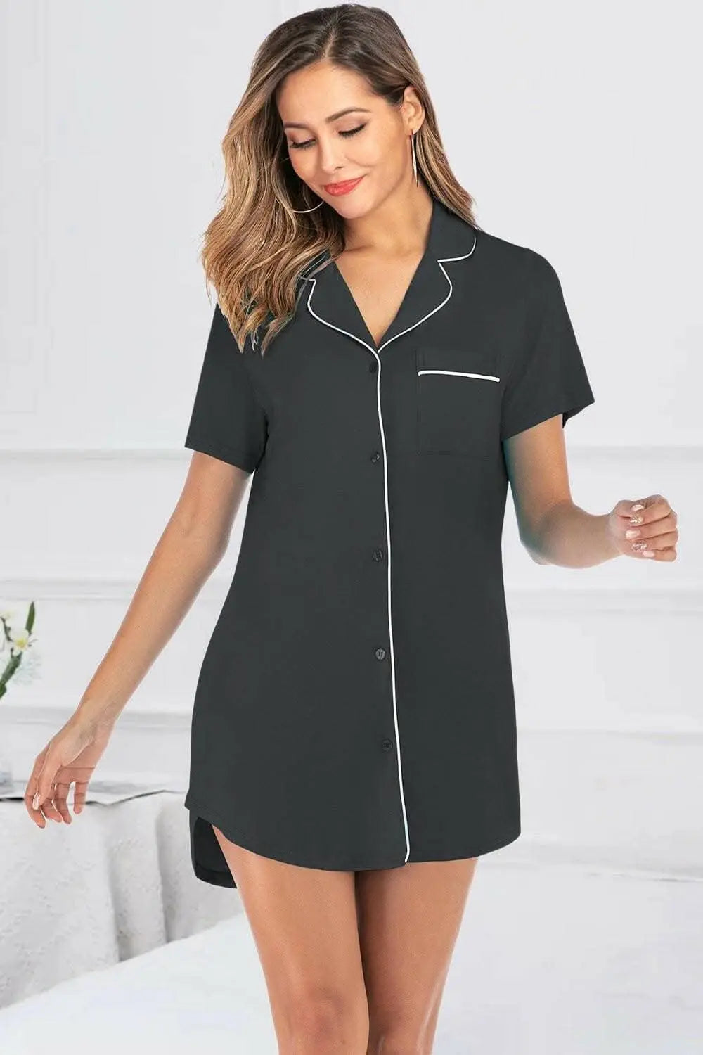 Chic dress with pockets & piping - Love Salve 