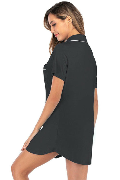 Lounge in Style: Short Sleeve Dress with Pockets and Contrast PipingLounge in Style: Short Sleeve Dress with Pockets and Contrast Piping
 
 
Comfortable Elegance: Elevate your loungewear collection with our luxurious blend of 95% cotLove Salve Short Sleeve Dressswimwear