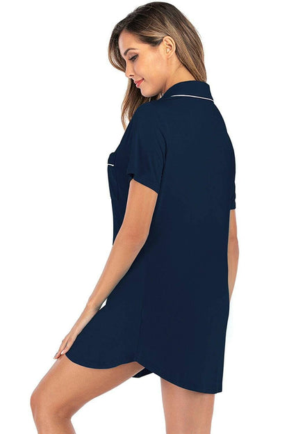 Lounge in Style: Short Sleeve Dress with Pockets and Contrast PipingLounge in Style: Short Sleeve Dress with Pockets and Contrast Piping
 
 
Comfortable Elegance: Elevate your loungewear collection with our luxurious blend of 95% cotLove Salve Short Sleeve Dressswimwear