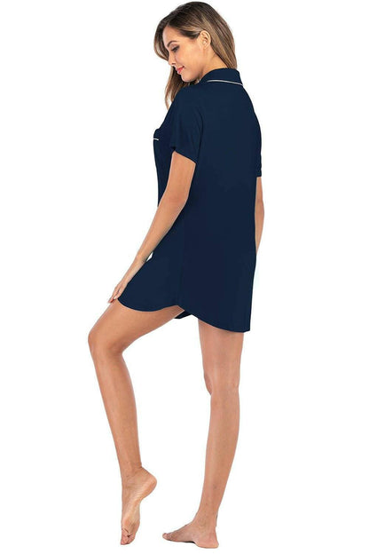 Lounge in Style: Short Sleeve Dress with Pockets and Contrast PipingLounge in Style: Short Sleeve Dress with Pockets and Contrast Piping
 
 
Comfortable Elegance: Elevate your loungewear collection with our luxurious blend of 95% cotLove Salve Short Sleeve Dressswimwear